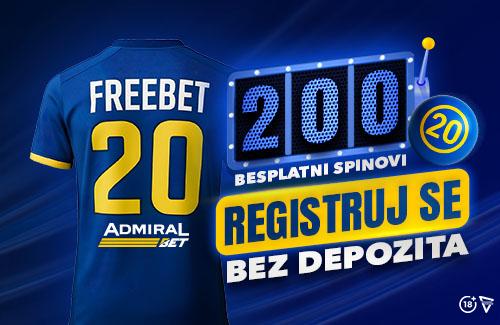 Registruj se i preuzmi bonus dobrodošlice - BEZ DEPOZITA: 20 KM freebeta, 200 spinova i 20 KM bonusa za Lucky Six!