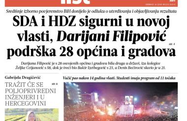 Večernji list BiH ovog utorka donosi: Kako su studenti srušili Vučića s vlasti, tko s kim stvara novu vladu, zašto starost u BiH postaje luksuz...